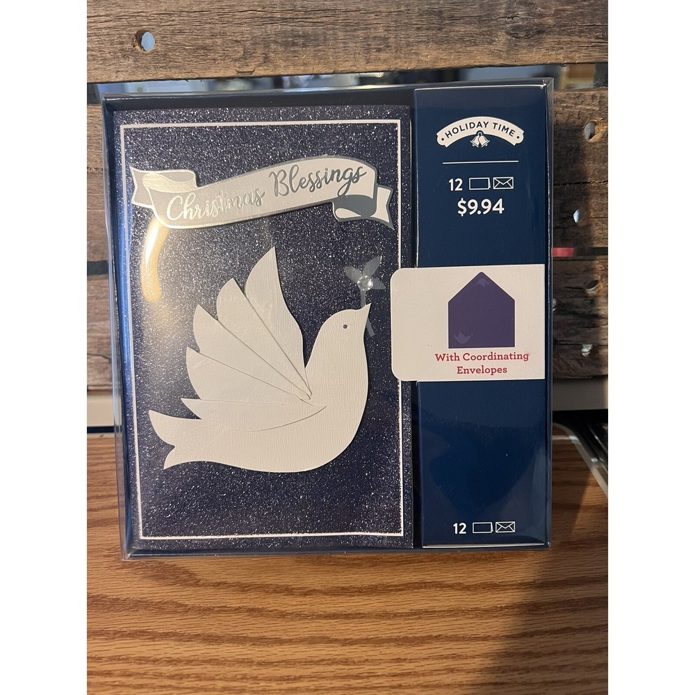 Peaceful Dove Sparkly Boxed Christmas Cards 12 ct new in box good quality